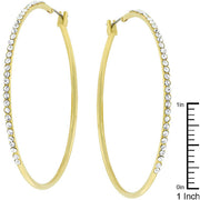 2 Inch Goldtone Crystal Hoop Earrings