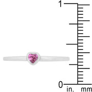 Mini Pink Heart Solitaire Ring