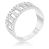 Rey 0.5ct CZ Rhodium Contemporary Band Ring